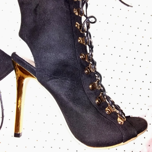 Peep-Toe❤Stiletto High Heels Booties FIRM! - Picture 4 of 4